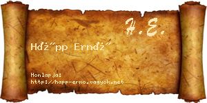 Hápp Ernő névjegykártya